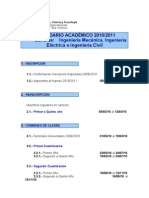 Calendario 2010 2011 Ingenierias