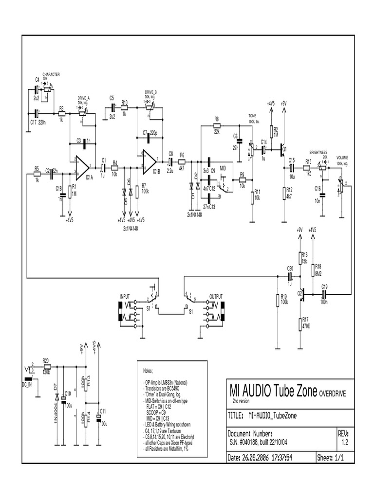 MI Audio Tube Zone Overdrive Schematic | PDF | Electrical