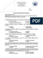 Final Examination in Hope 4 Test I. Multiple Choice DIRECTION: Encircle The Letter of The Best Answer. Use BLACK or BLUE