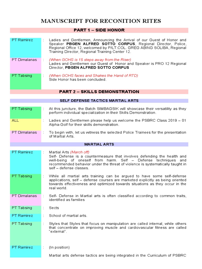 Manuscript For Reconition Rites 2.3 | PDF | Karate | Taekwondo
