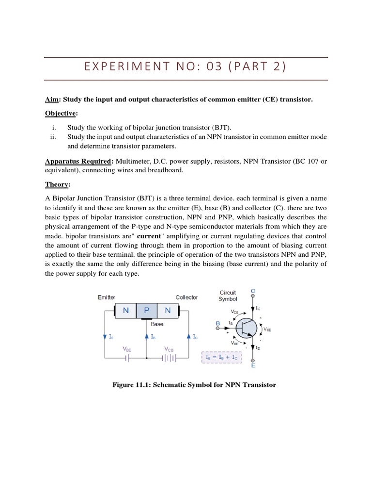 Lab Manual Part 2 PDF Bipolar Junction Transistor Transistor