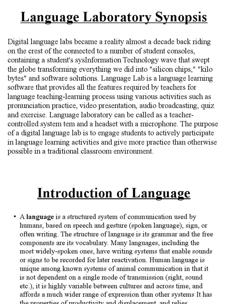 Language Laboratory 1 PDF Laboratories Human Communication