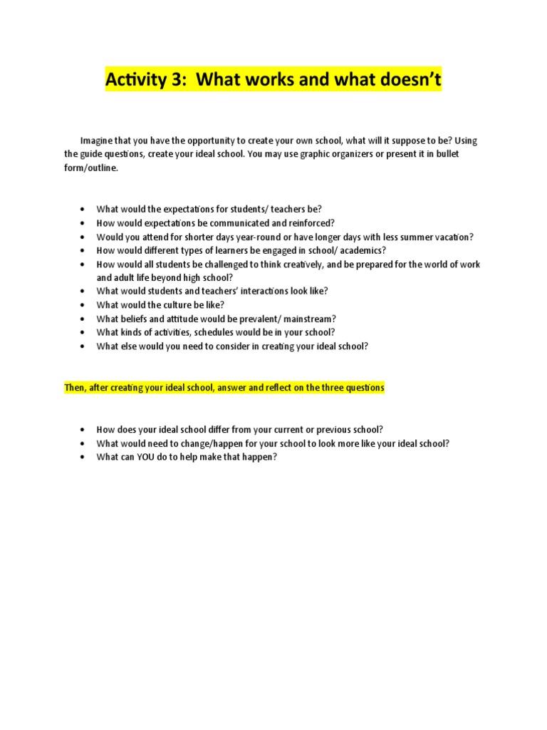 Activity 3 What Works and What Doesn't | PDF | Career & Growth