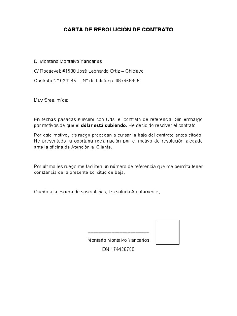 Resolucion De Contrato