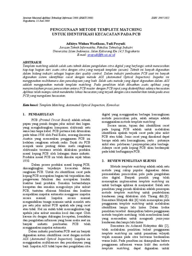 Penggunaan Metode Templete Matching | PDF