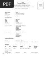 Indian Institute of Technology Delhi: Application Form For Admission To M.Tech. Programme