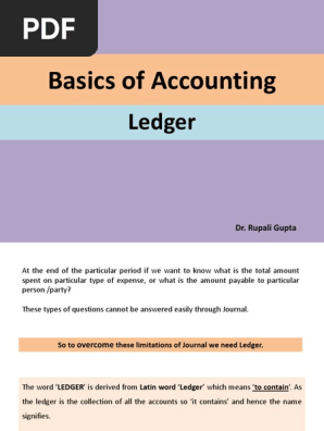 Basics of Accounting 4 Ledger & Trial Balance