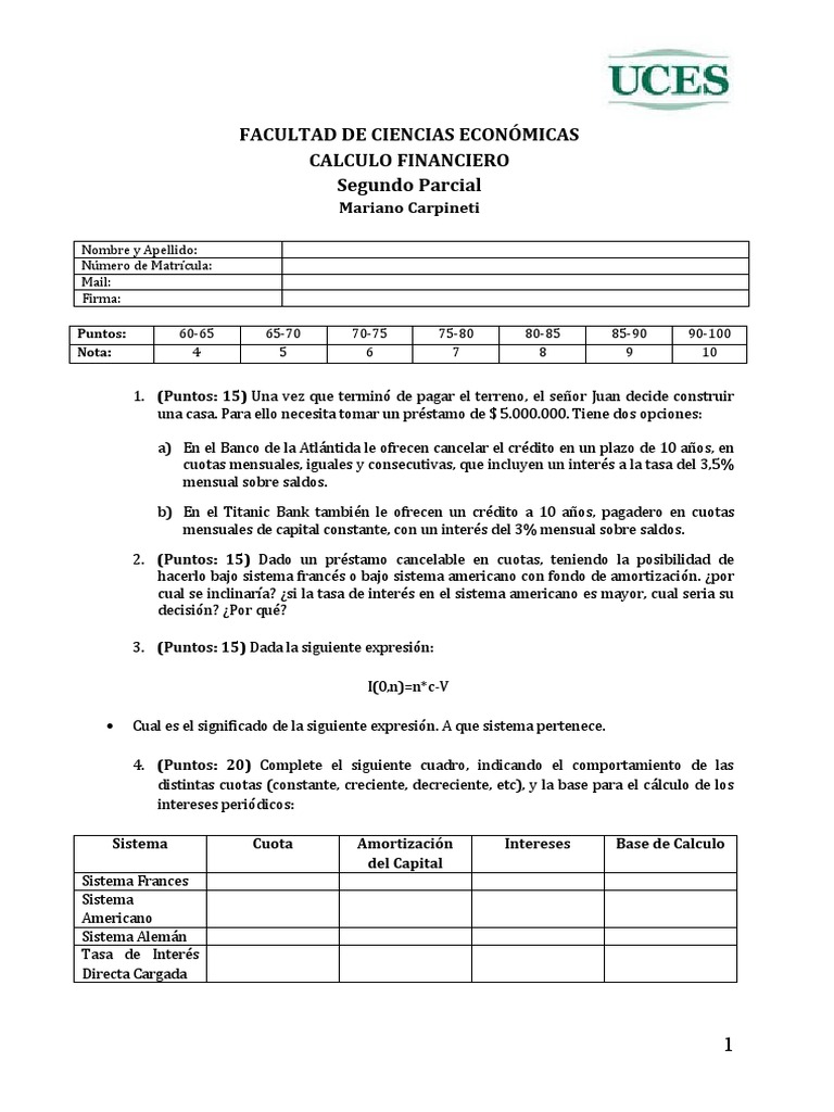 Ejercicios de Cálculo Financiero | PDF | Demanda de dinero | Préstamos