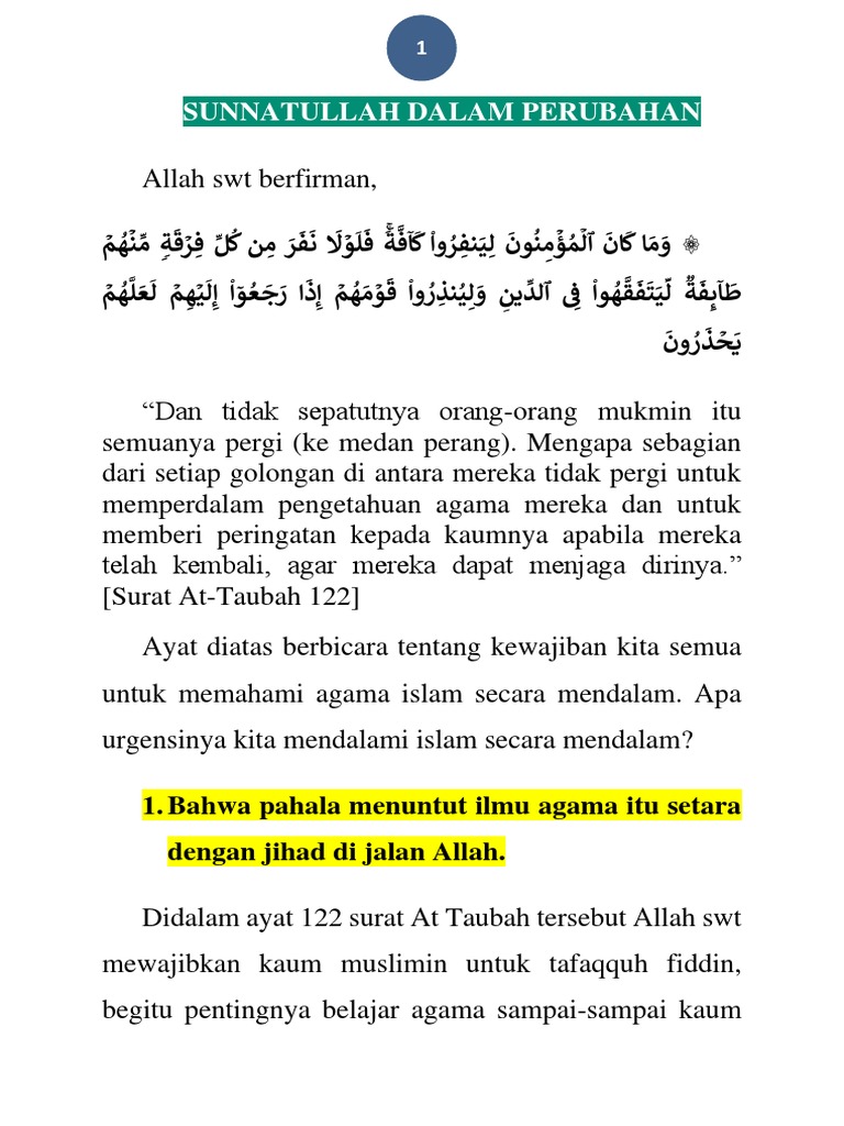 Sunnatullah Dalam Perubahan | PDF