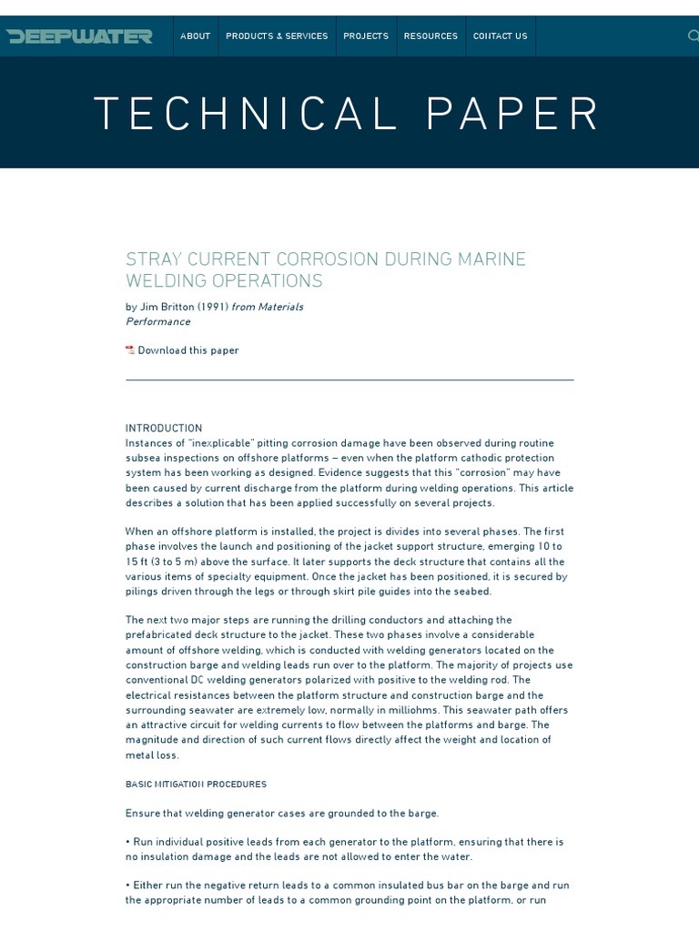 Stray Current During Marine Welding (Paper) PDF Electrical