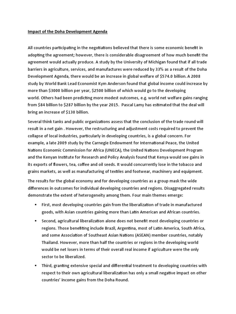 Doha Development Agenda's Economic Impact | PDF | Doha Development ...
