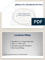 Billing & Compliance For Anesthesia Services: Charles Whitten, MD Professor and Chairman