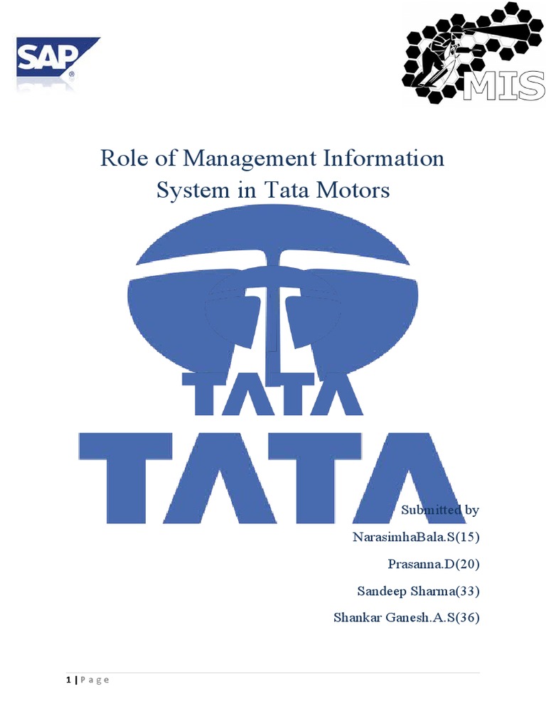 Role of Management Information System in Tata Motors | PDF ...
