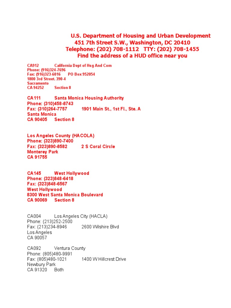 HUD Office Locations in California | PDF | Travel | Law