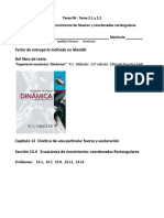 Tarea 06 - Tema 2.1 y 2.2 Segunda Ley Del Movimiento de Newton y Coordenadas Rectángulares