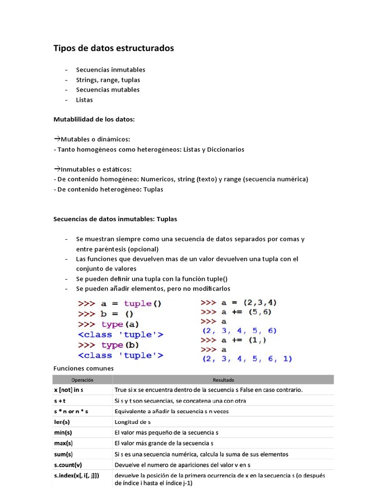 Tuplas y datos inmutables en Python | PDF | Variable (informática ...