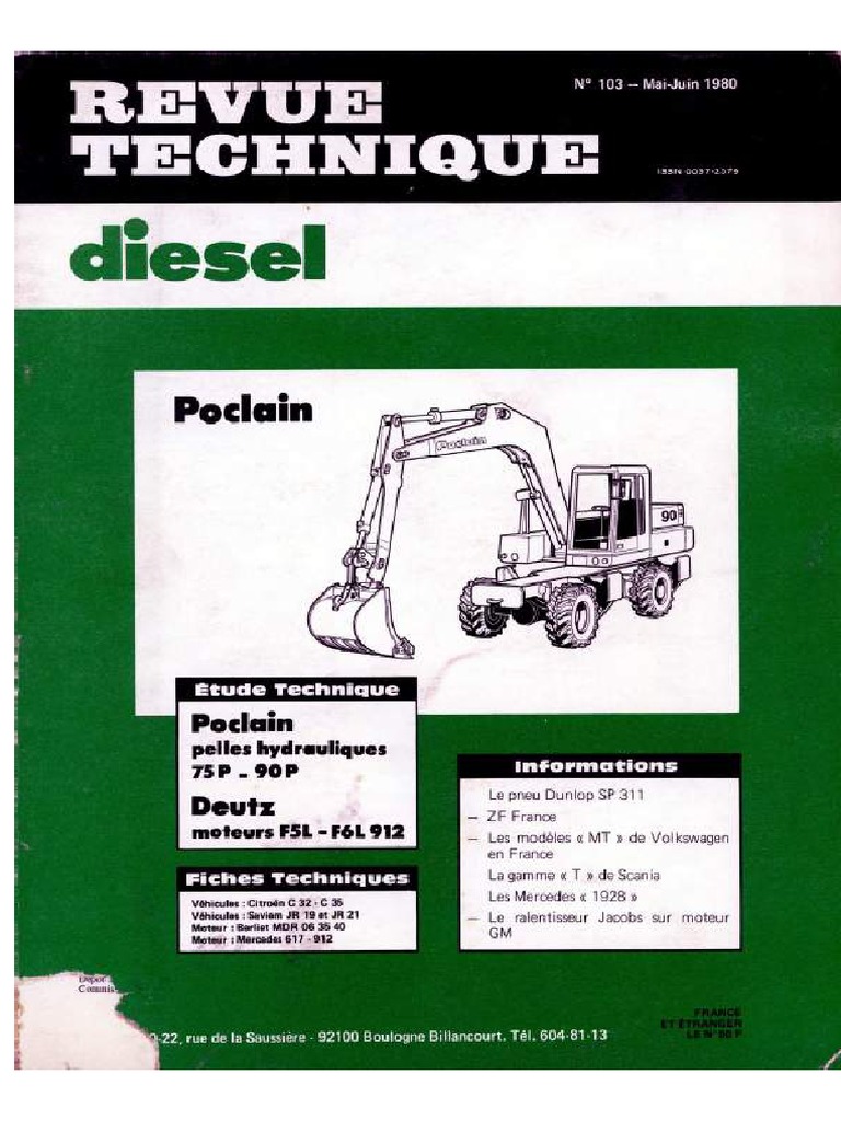Poclain 75-90 Excavator Service Manual With Wiring Diagrams PDF | PDF