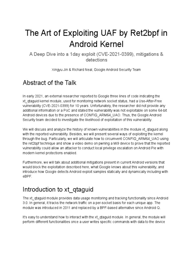 Android Kernel Exploit Analysis | PDF | Malware | Android (Operating ...