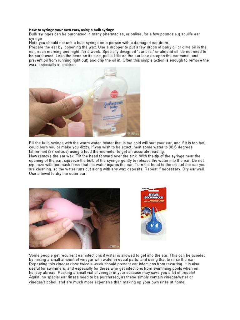How To Syringe Your Own Ears, Using A Bulb Syringe PDF