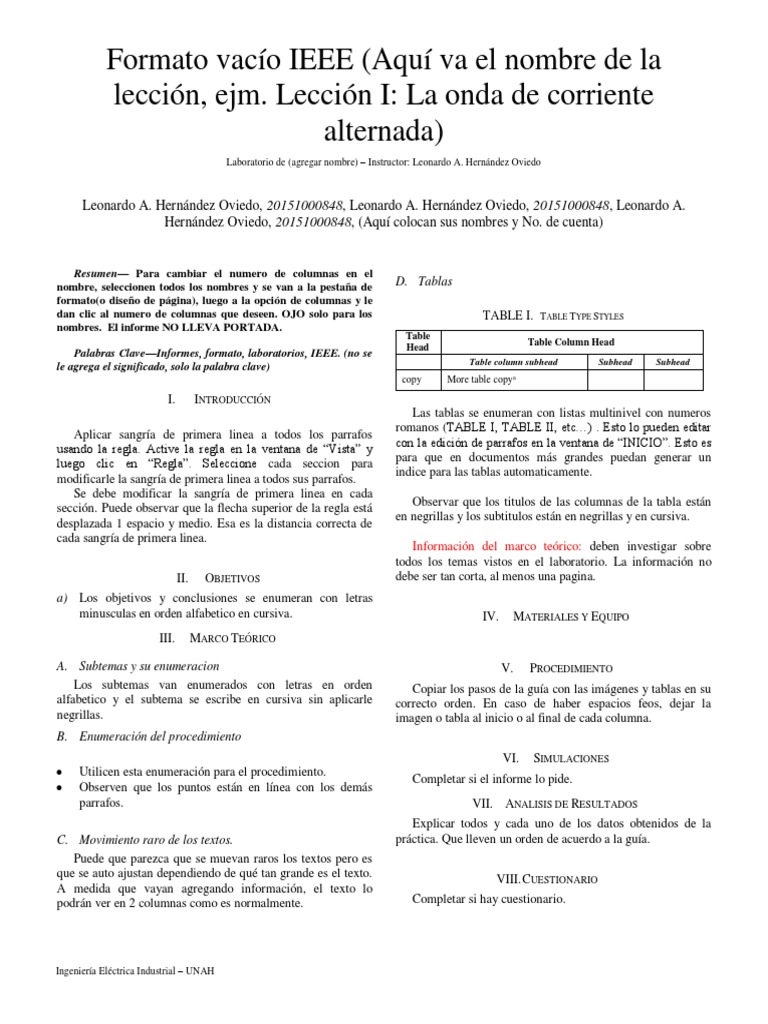Formato IEEE para Informes de Laboratorio | PDF