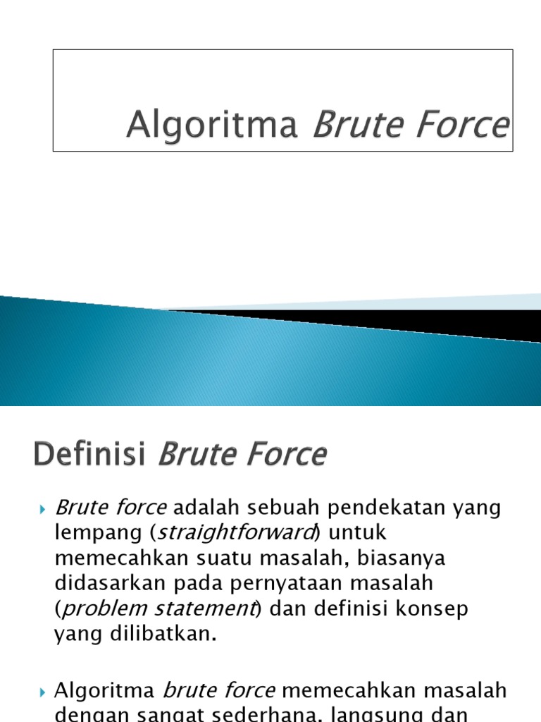 Algoritma Brute Force: Penjelasan dan Contoh | PDF