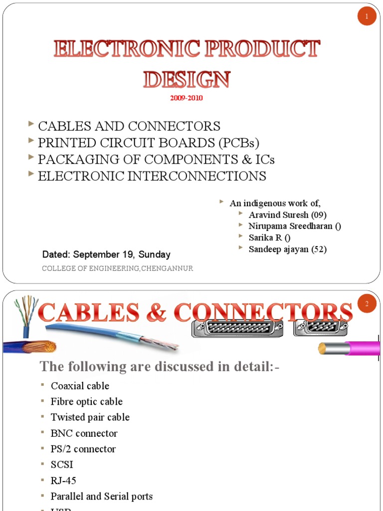 Cables and Connectors Printed Circuit Boards (PCBS) Packaging of