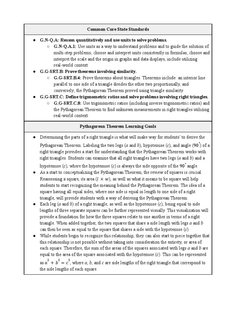 Pythagorean Theorem for Students | PDF | Triangle | Mathematics