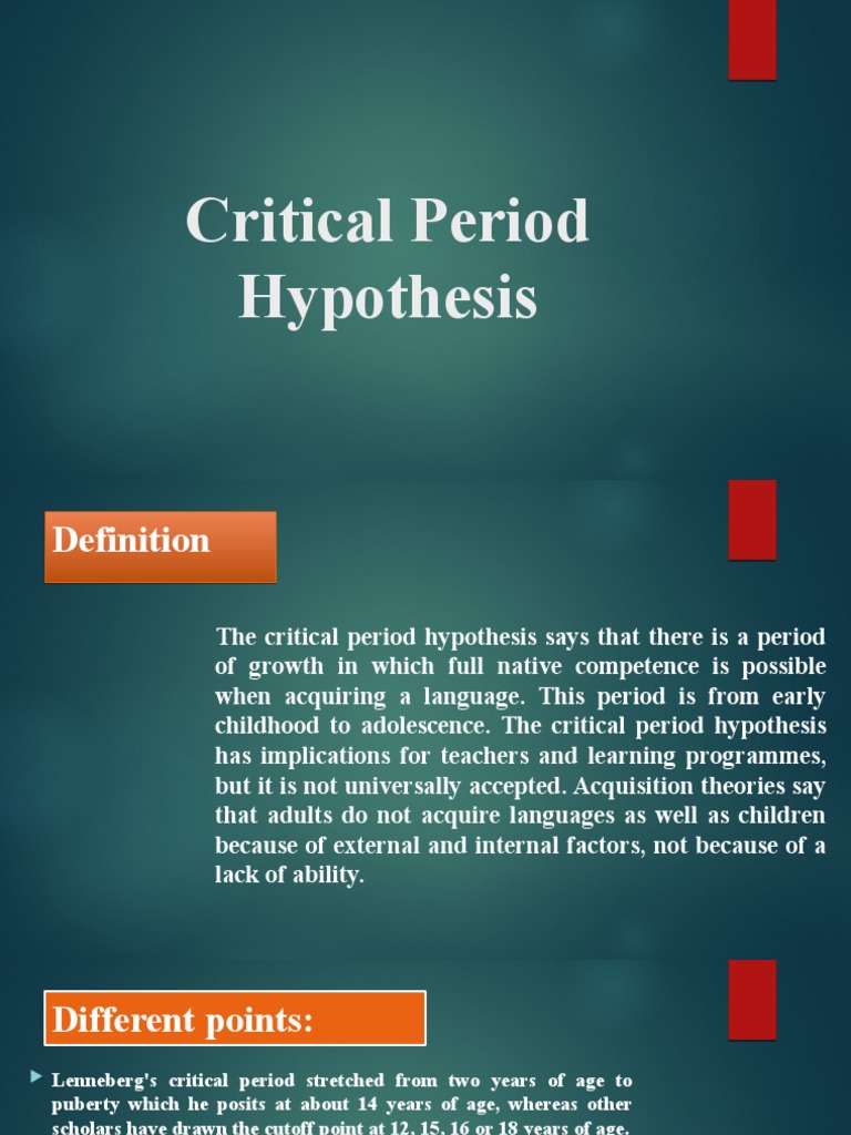 second language acquisition and the critical period hypothesis pdf