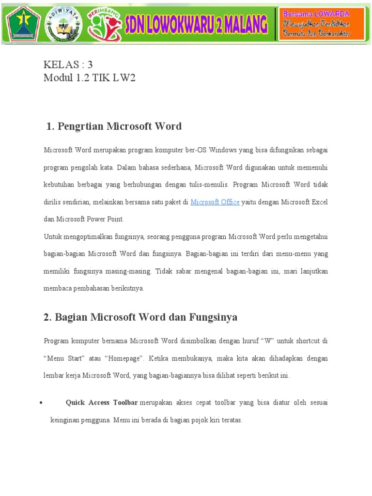 Modul 1 2 Tik Kelas 3 Pdf
