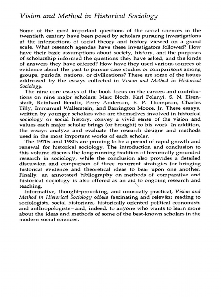 Theda Skocpol Vision And Method In Historical Sociology Pdf