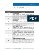 Syllabus For General MATLAB Training Course: Session