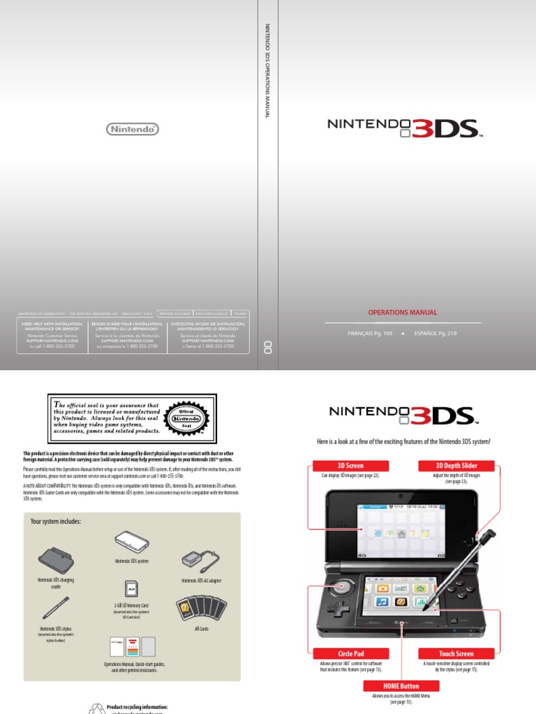 Nintendo 3DS Operations Manual | PDF | Electrical Connector | Computing ...