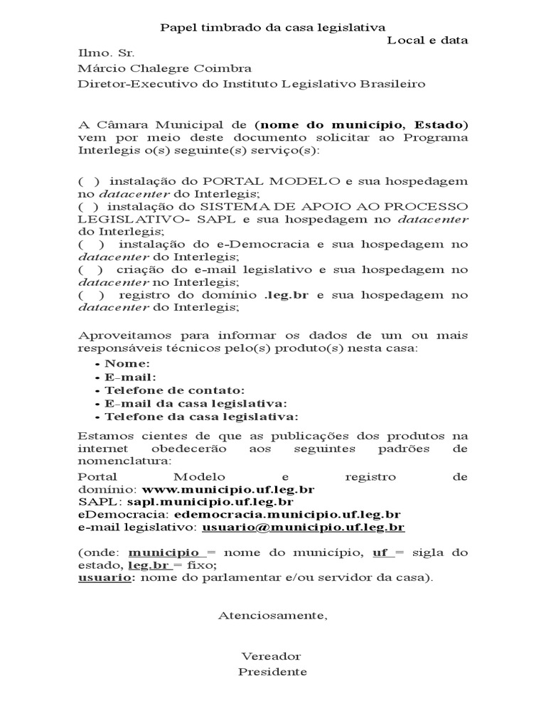 Modelo de Ofício para Órgãos Públicos | PDF