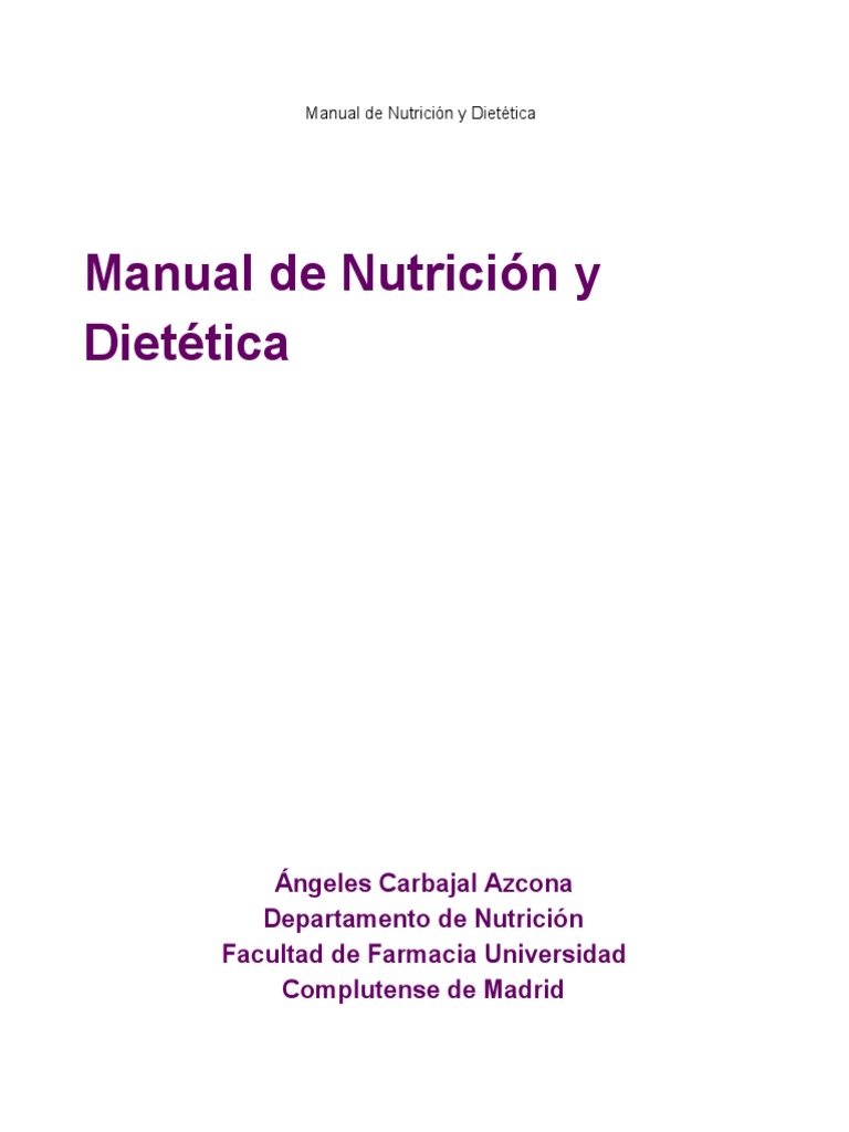 Manual de Nutrición y Dietética UCM | PDF | Dieta | Nutrición