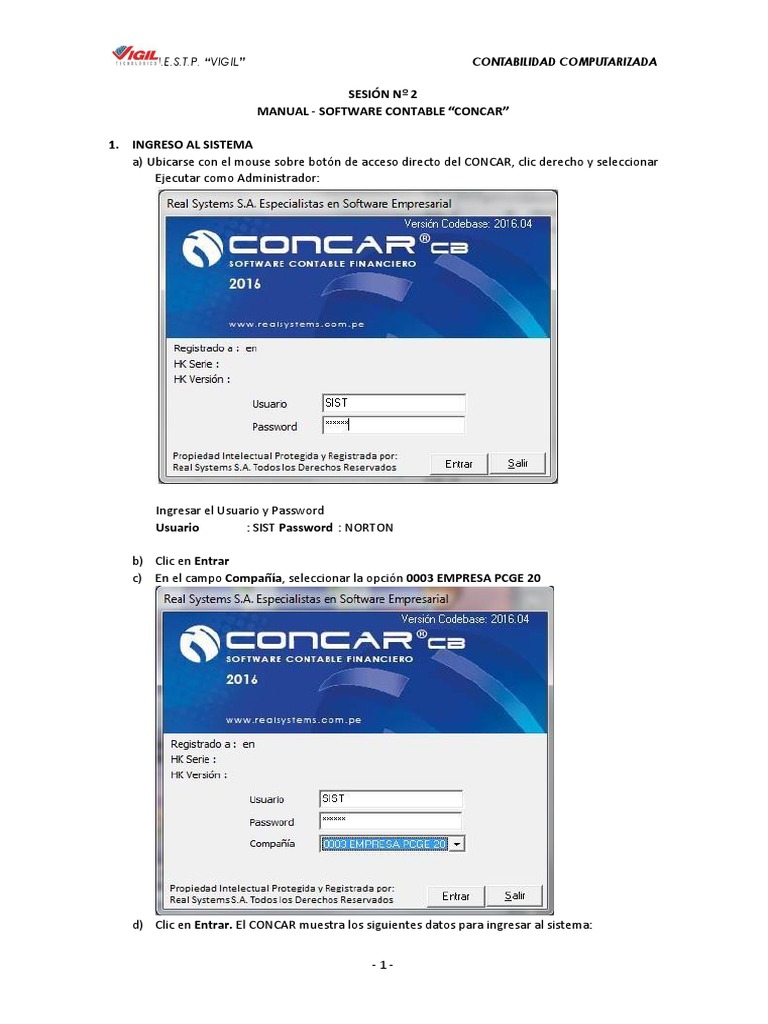 Manual de Uso del Software CONCAR 2025 | PDF | Contabilidad | Archivo ...