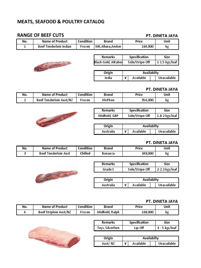Meat & Seafood Product Catalog | PDF | Cuisine | Foods