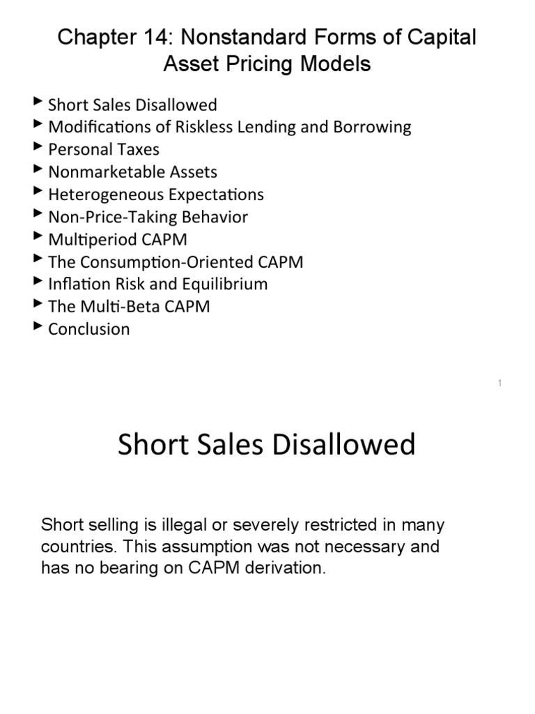 CAPM Assumptions and Modifications | PDF | Capital Asset Pricing Model ...