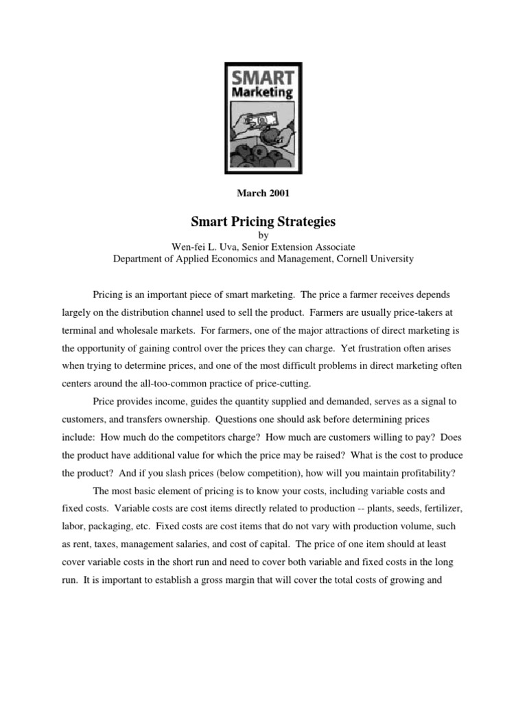Smart Pricing Strategies for Farmers | PDF | Business