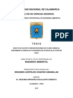 EFECTO DE CUATRO CONCENTRACIONES DE PLOMO SOBRE EL CRECIMIENTO E ÍNDICE DE TOLERANCIA DE PLÁNTULA