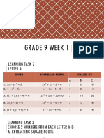 Grade 9 Week 1: 1 Quarter