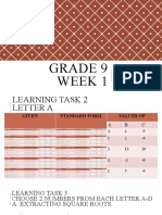 Grade 9 Week 1: 1 Quarter