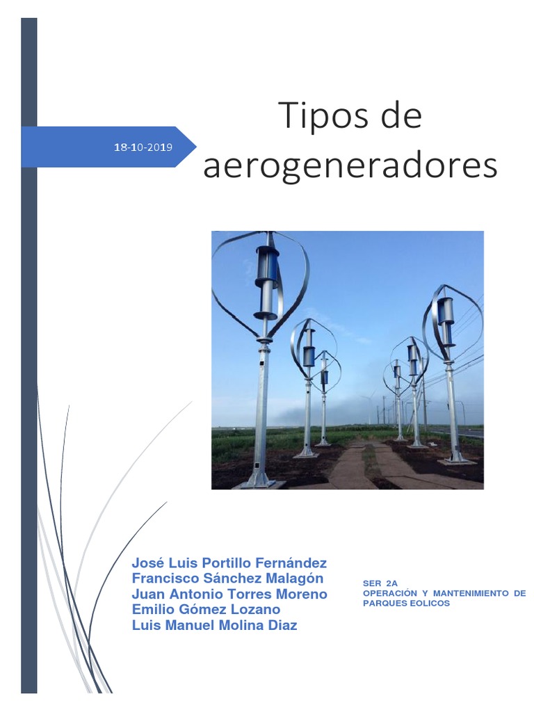 Tipos de Aerogeneradores Eólicos | PDF | Turbina eólica | Energía eólica
