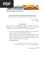 Lista Complementar de Matemática - 6º Ano