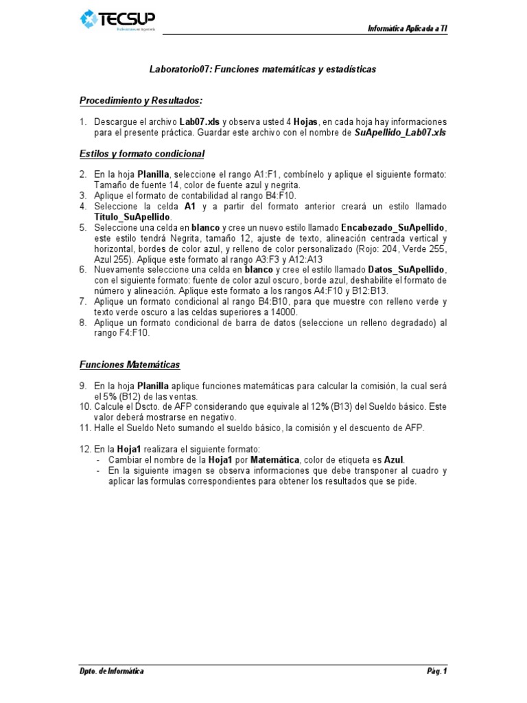 L07 Funciones Matematicas y Estadisticas | PDF