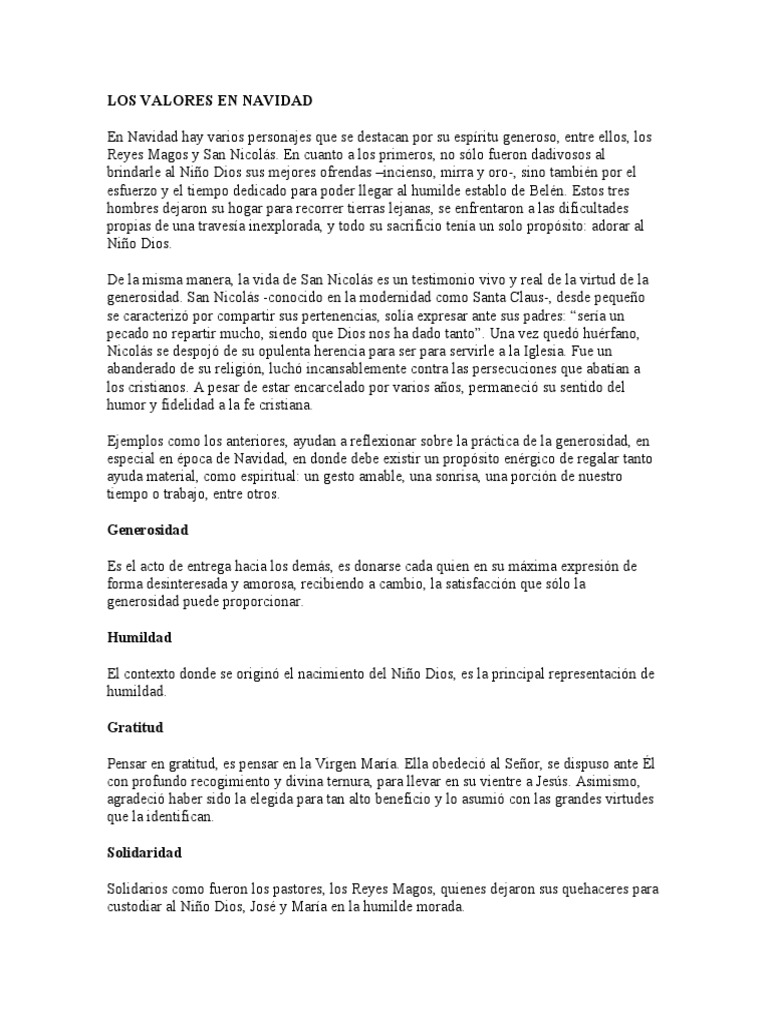 Valores Esenciales de la Navidad | PDF | Navidad | María, madre de Jesús