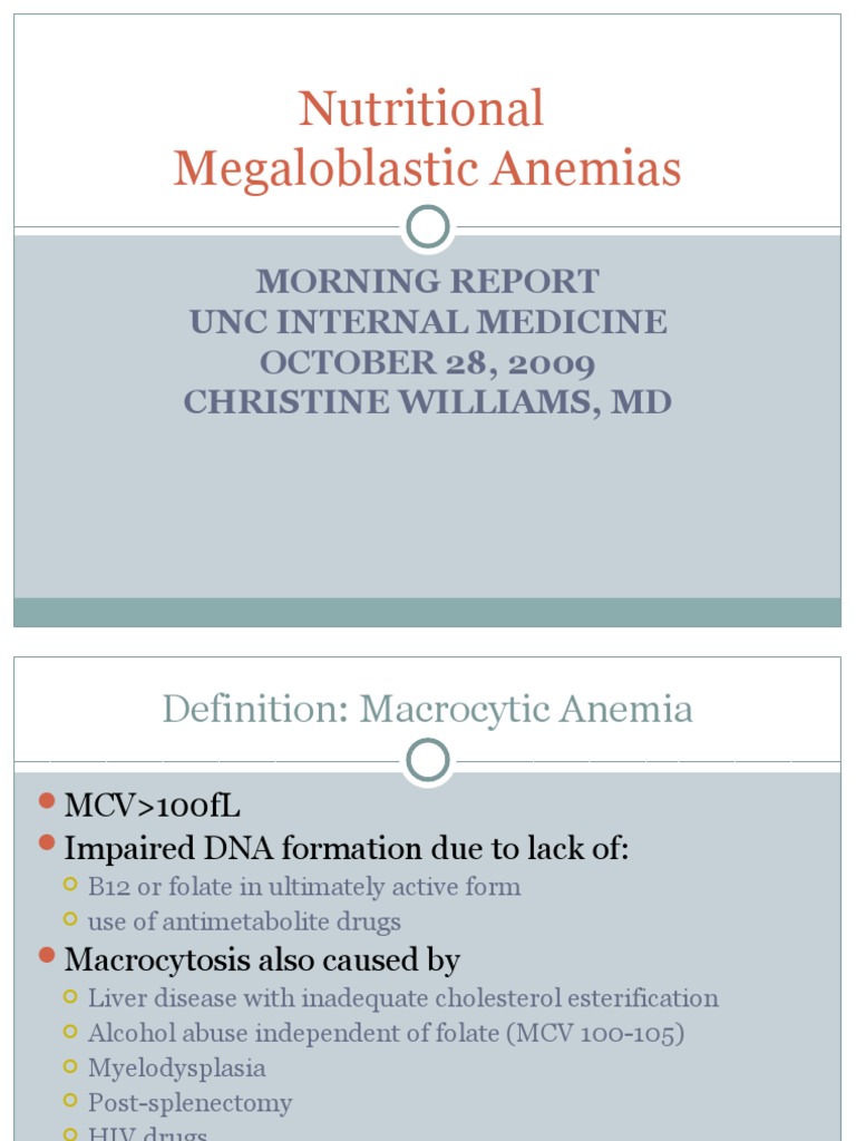 10.28.09 C Williams Megaloblastic Anemias PDF Vitamin B12 Anemia