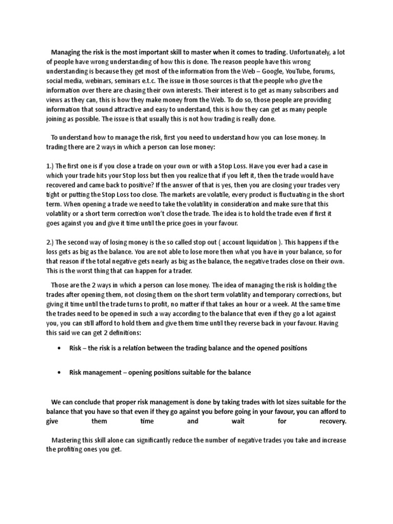 Mastering Risk Management in Trading | PDF | Risk | Volatility (Finance)