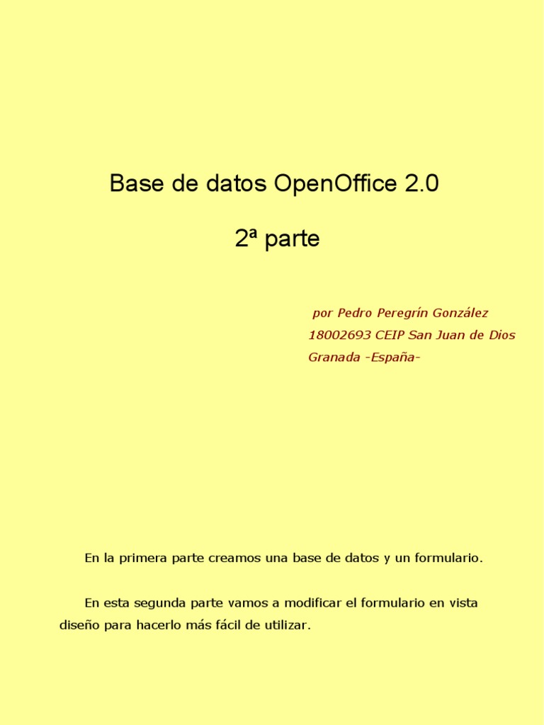 Modificación de Formularios en OpenOffice | PDF | Tabla (base de datos ...