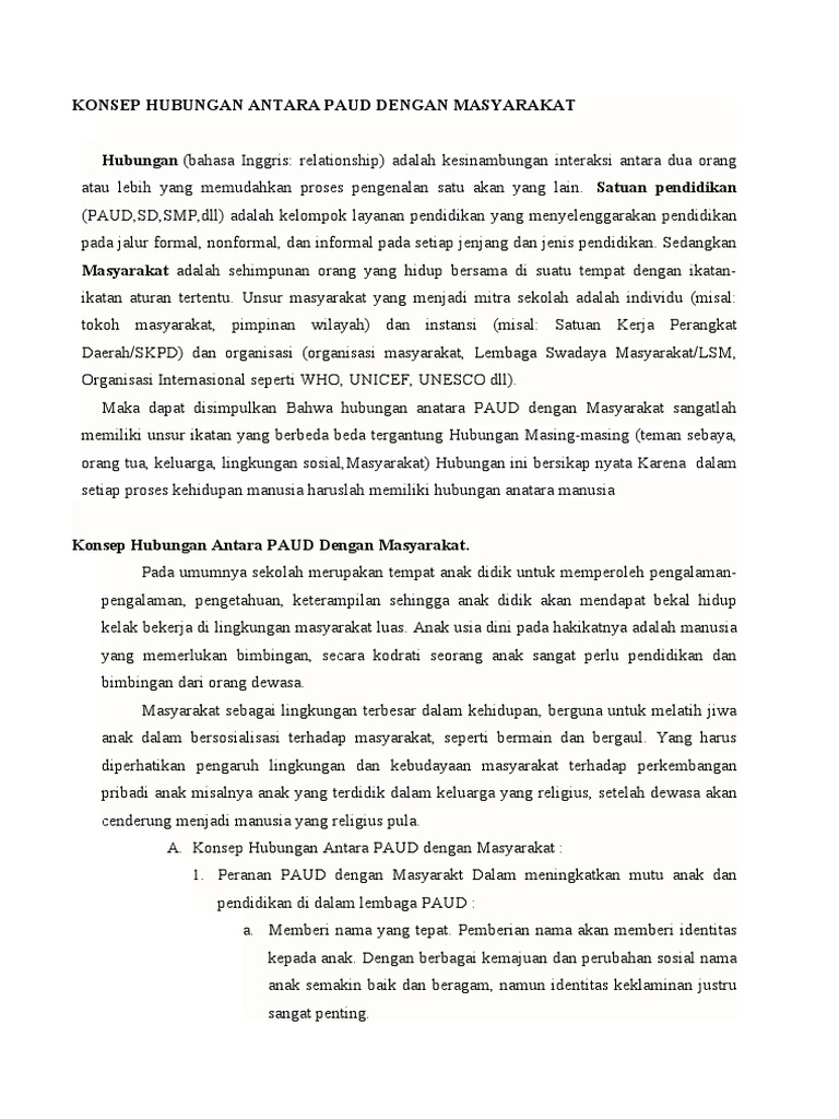 Sinergi PAUD dan Masyarakat dalam Pendidikan | PDF | Kesehatan Holistik