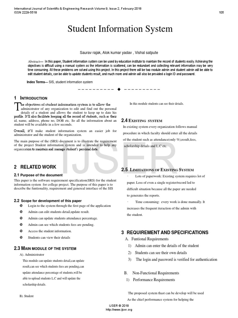 Student Information System PDF Databases  Application